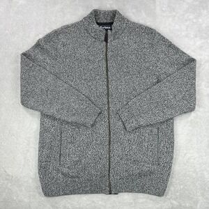 Barbour Cardigan Sweater Mens 2XL Gray Full Zip Mock Neck Knit Pockets